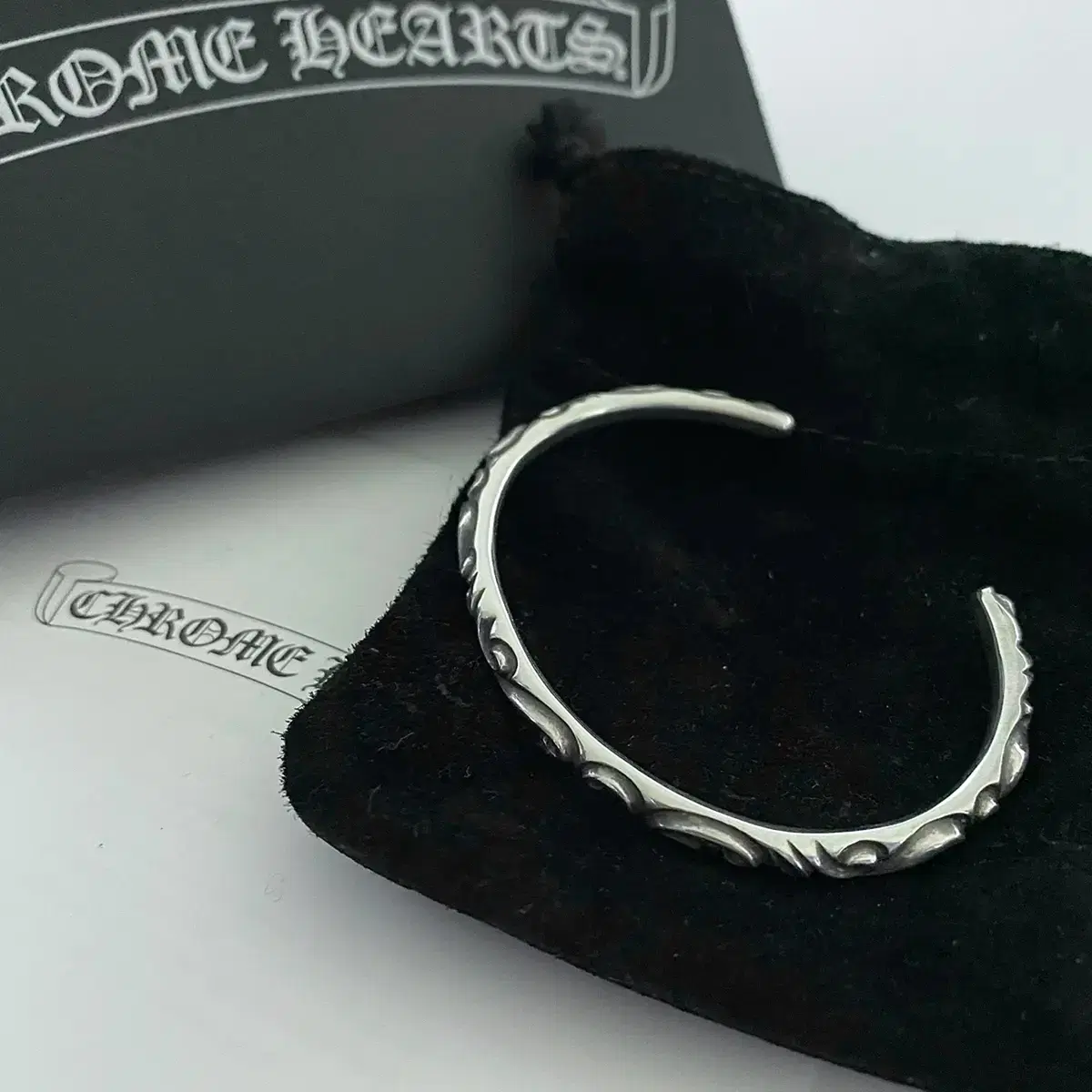 本物] スクロールバンドバングルクロムハーツブレスレット